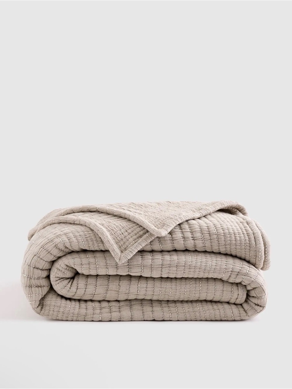 Quince Organic Cotton Channel Stitch Quilt in Taupe Queen Size 824